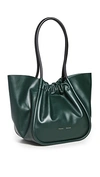 Proenza Schouler Ruched Large Leather Tote Bag In Dark Green