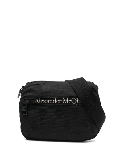 Alexander Mcqueen Man Black Biker Skull Urban Waist Bag
