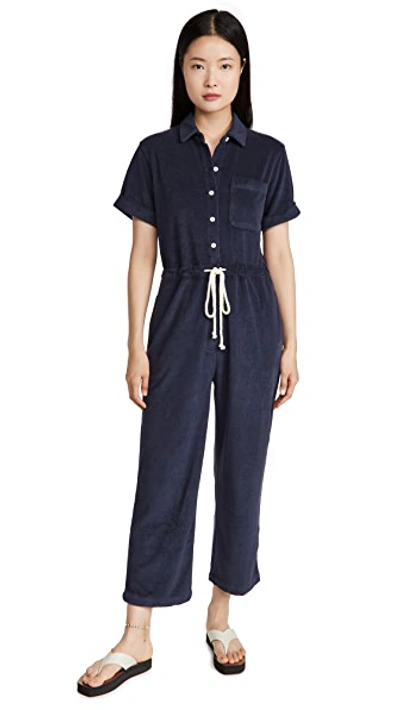 Alex Mill Benny Cotton-blend Terry Jumpsuit In Navy