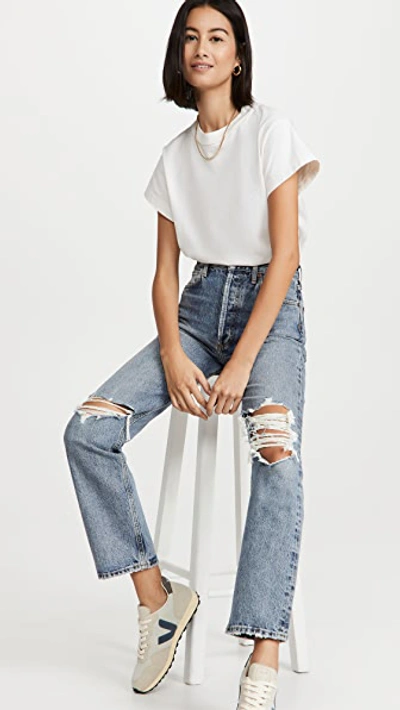Agolde Lana Mid Rise Vintage Straight Jean In Backdrop In Blue