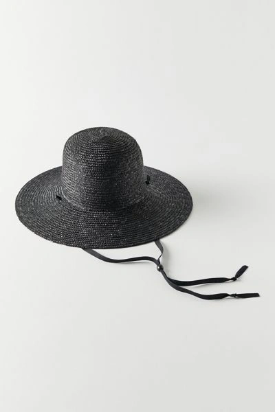 Urban Outfitters Round Straw Sun Hat In Black