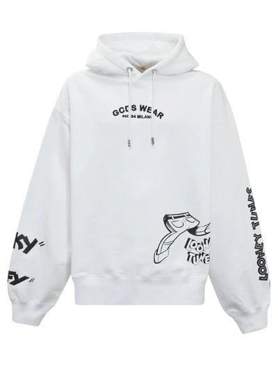 Gcds Graphic Print Hoodie In White