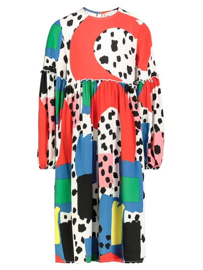 Stella Mccartney Kids' Multicolor Dress For Girl With Dalmatian Spots In Red
