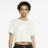 Nike Sportswear Essential Women's Cropped T-shirt In Lime Ice,white