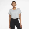 Nike Women's Dri-fit One Standard Fit Short-sleeve Cropped Top In Grey