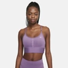 Nike Dri-fit Indy Women's Light-support Padded Longline Sports Bra In Amethyst Smoke,white