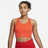 Nike Dri-fit Swoosh Women's Medium-support 1-piece Padded Longline Sports Bra In Red