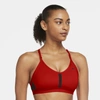 Nike Dri-fit Indy Women's Light-support Padded V-neck Sports Bra In Chile Red,black,chile Red,black