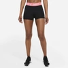 Nike Pro Women's 3" Shorts In Black,magic Ember,white