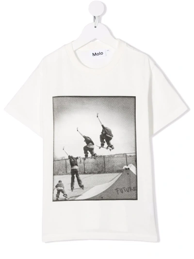 Molo Kids' Photograph-print Organic-cotton T-shirt In White