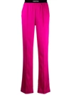 Tom Ford Velvet-trimmed Stretch-silk Satin Pants In Pink