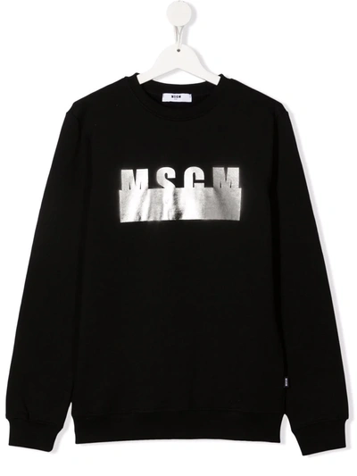 Msgm Teen Logo Print Sweatshirt In Black