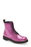 Dr. Martens' Kids' Girl's Grade School 1460 Metallic Reptile Embossed Combat Boots In Pink