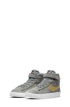 Nike Blazer Mid '77 Leather Sneakers In Grey/ White/ White/ Gold