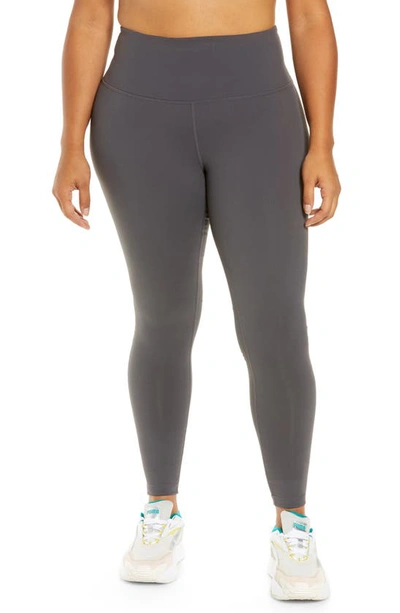 Zella Live In Rib Pocket High Waist Leggings In Grey Forged