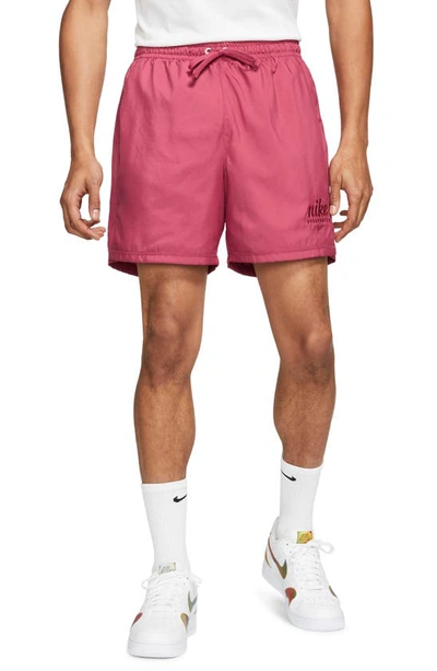 Nike Sportswear Woven Shorts In Sweet Beet/ Team Red/ White