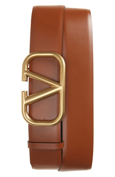 Valentino Garavani Reversible Brown & Black Calfskin Vlogo Signature 30mm Belt