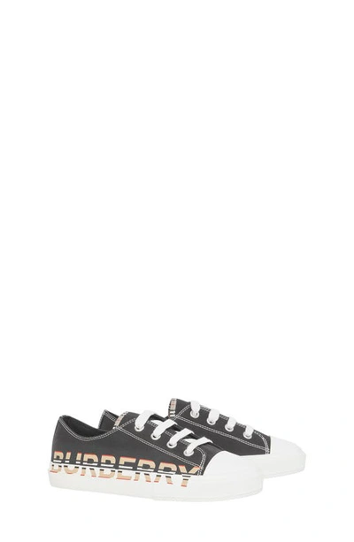 Burberry Kids' Larkhall Icon Stripe Logo Sneaker In Black