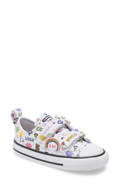 Converse Kids' All Star Double Strap Sneaker In White/ Black/ Bold Pink