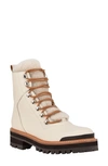 Marc Fisher Ltd Izzie Genuine Shearling Lace-up Boot In Ivory Leather