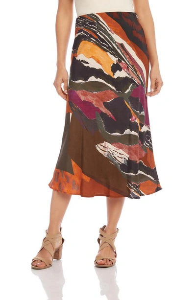 Karen Kane Abstract Print Midi Skirt In Multi Color