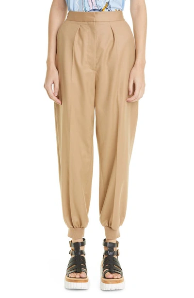 Stella Mccartney Dawson High-rise Tapered Wool Pants In Nude & Neutrals