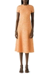 St John Transparent Textured Tweed Knit Dress In Oram