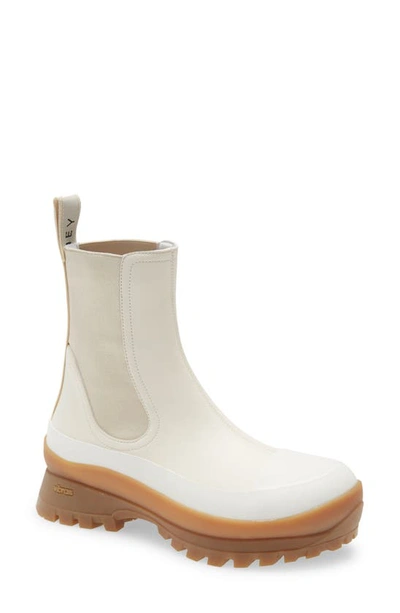Stella Mccartney Trace Logo-detailed Vegetarian Leather Chelsea Boots In Beige
