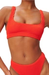 Good American Always Fits Scoop Neck Bikini Top In Bright Poppy 002