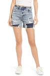 Hidden Jeans Repaired Distressed Cutoff Denim Shorts In Medium Wash