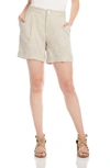 Karen Kane Pleat Front Linen Shorts In Oatmeal