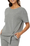 Nydj French Terry Tie Front Short Sleeve Sweatshirt In Plilac