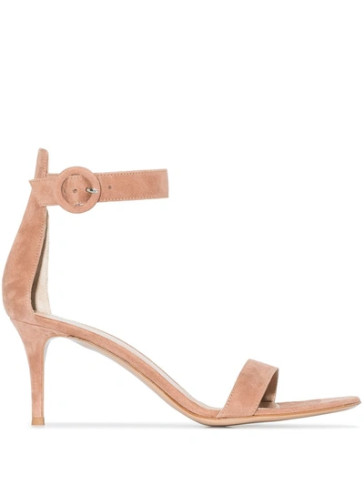 Gianvito Rossi Neutral Portofino 70 Suede Sandals In Neutrals