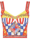Dolce & Gabbana Printed Stretch Cotton-blend Bustier In Rot
