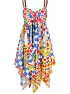 Dolce & Gabbana Short Carretto-print Twill Dress In Blau