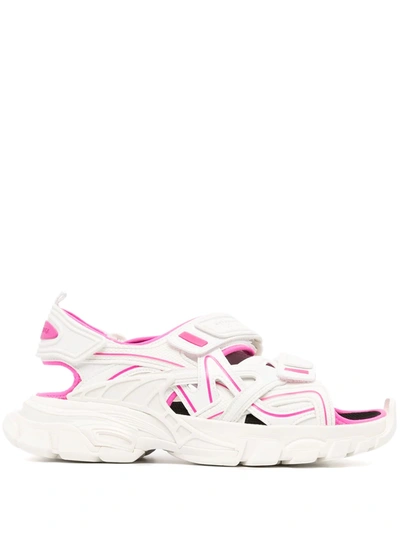 Balenciaga Track Touch-strap Sandals In White/fluo Rose