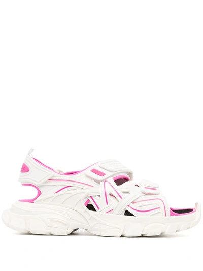 Balenciaga 30mm Track Faux Leather & Nylon Sandals In White Pink