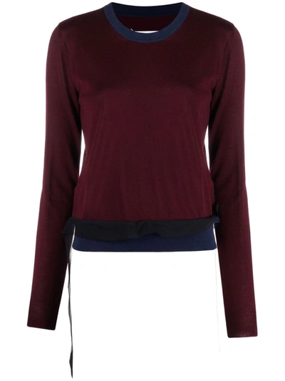 Maison Margiela Two-tone Knitted Jumper In Rot