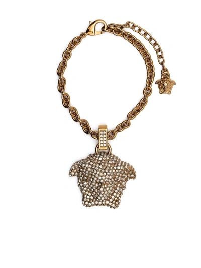 Versace Metallic Strass Pave Fashion Jewelry Bracelet In Gold