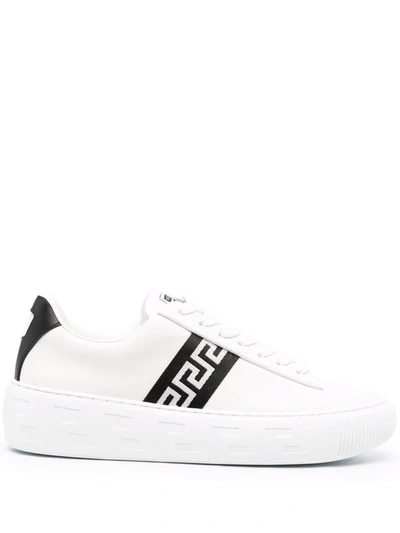 Versace Trainers In White Leather