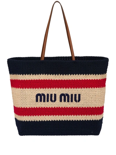 Miu Miu Logo-print Tote Bag In Nude