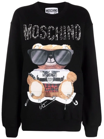 Moschino Teddy Bear-print Sweatshirt In Black,beige,red