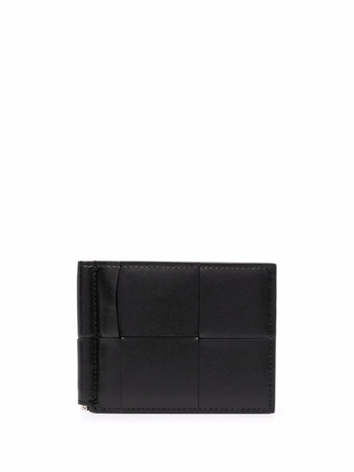 Bottega Veneta Maxi Intrecciato Leather Wallet In Black