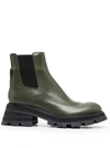 Alexander Mcqueen Wander Ridged-sole Leather Boots In Green