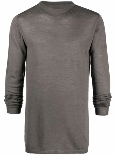 Rick Owens Long-sleeved Wool Sweater In Grau