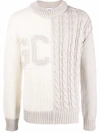 Gcds Man Bicolor Sweater With Inlaid Logo And Braid Processing In Nude