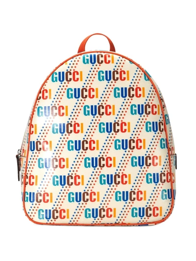 Gucci Boys Multi/vib Kids Logo-print Adjustable-strap Woven Backpack 1 Size In Weiss