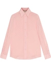 Gucci Gg Jacquard Silk Crepe Shirt In Pink & Purple
