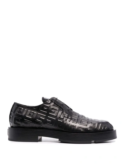 Givenchy Logo Embossed Squared Derby Shoes In Black
