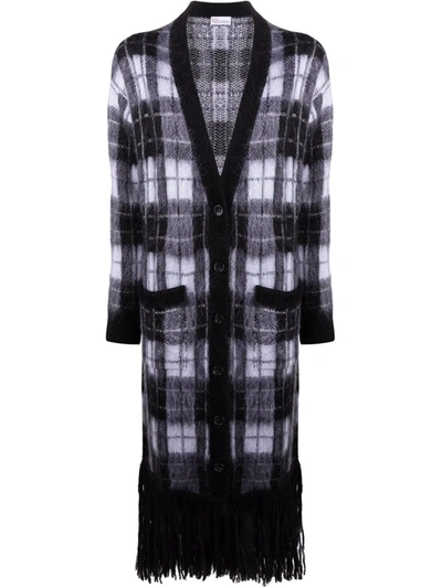 Red Valentino Check Print Coat In Black And White